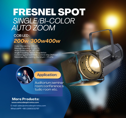 Harga yang bagus 150W 200W LED Fresnel Panas Putih Dingin Putih LED Spotlight Studio Light on line